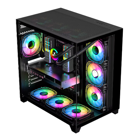 RUIX PRO MAX 7 FANS ARGB ATX CASE – BLACK