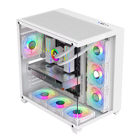 RUIX PRO MAX (7) FANS ARGB ATX CASE – WHITE